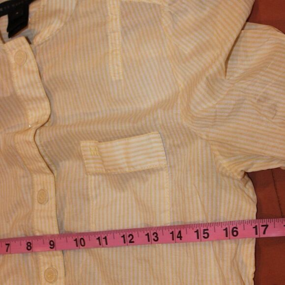 Marc Jacobs white & Yellow Stripes Button Down Shirts Women's Size 4 - Picture 12 of 13